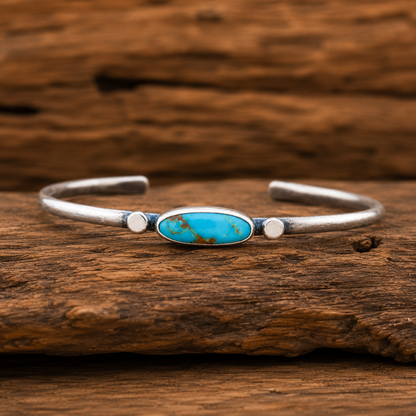 Handmade Royston Turquoise Sterling Silver Cuff Bracelet