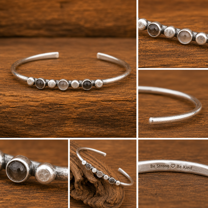 Handmade Moonstone Sterling Silver Cuff Bracelet