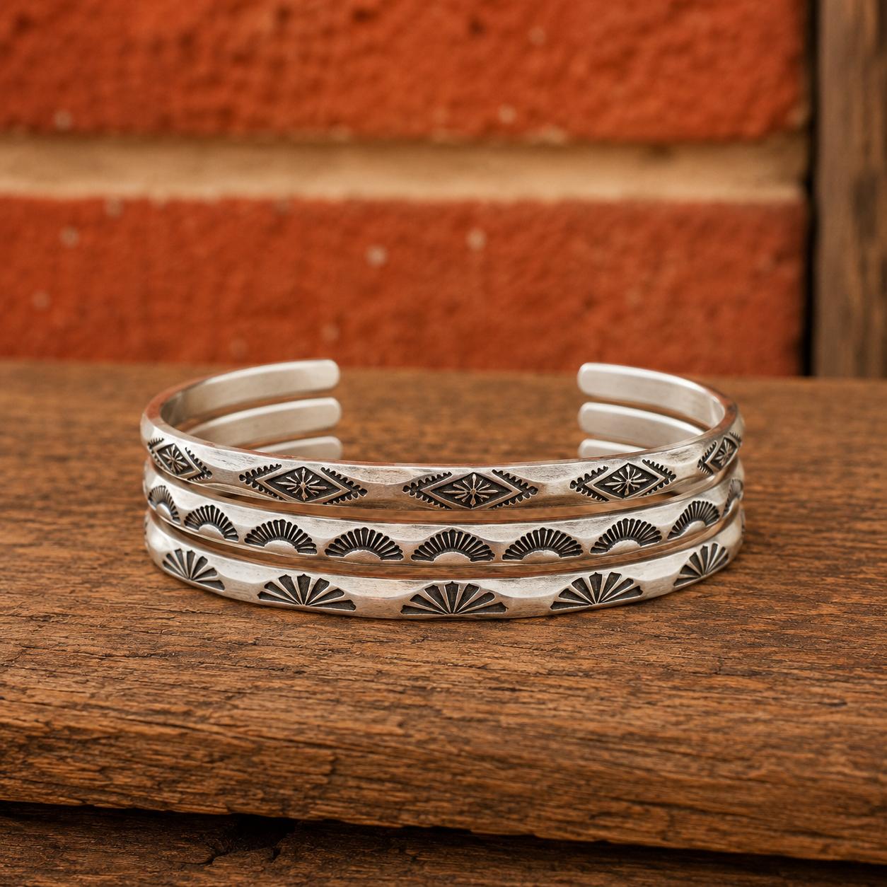 Handmade Sterling Silver Stacking Cuff Bracelet Set – Diamond, Arch & Radiance Collection