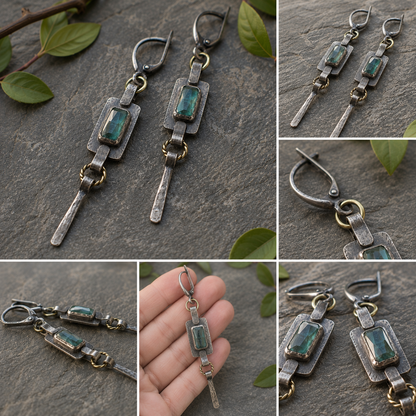Handmade Oxidized Sterling Silver Apatite Earrings