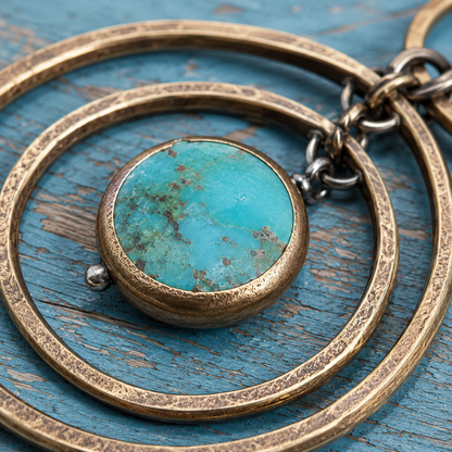Handmade Brass Earrings with Natural Royston Turquoise & Moonstone