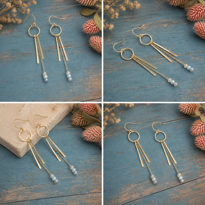 14K Gold Filled Moonstone Dangle Earrings