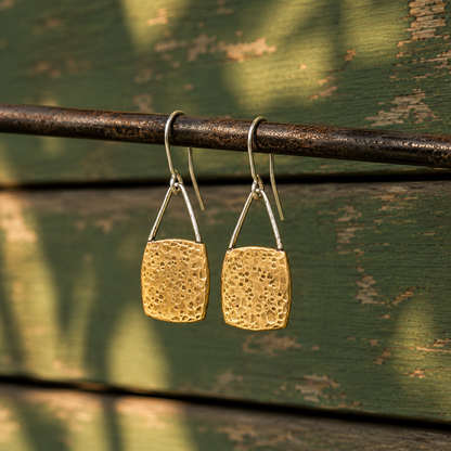 Handmade Hammered Brass & Sterling Silver Earrings