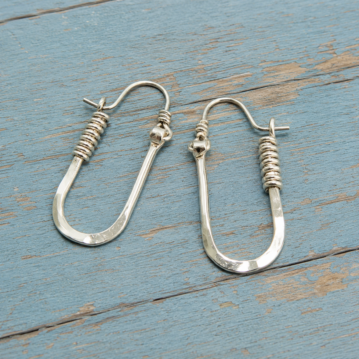 Handmade Hammered Sterling Silver Drop Earrings