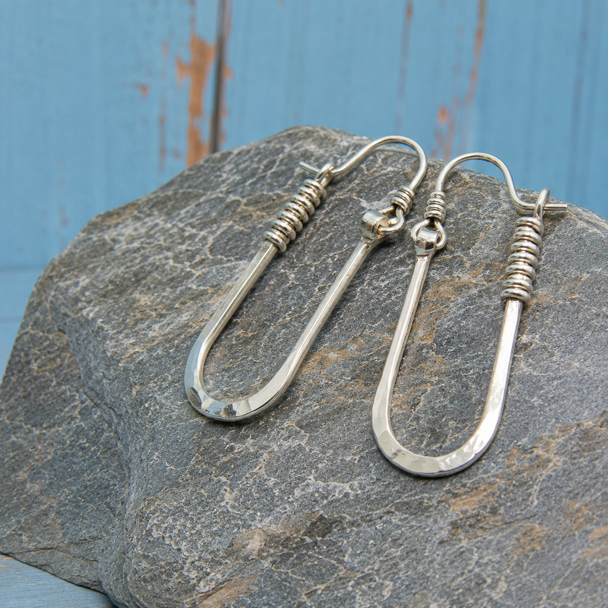 Handmade Hammered Sterling Silver Drop Earrings
