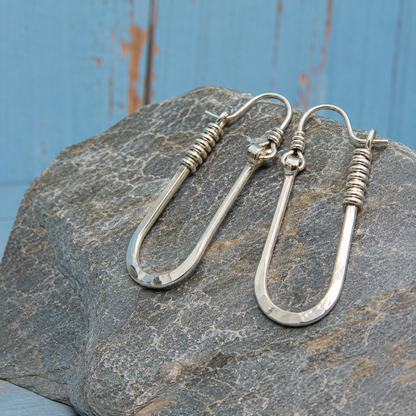 Handmade Hammered Sterling Silver Drop Earrings
