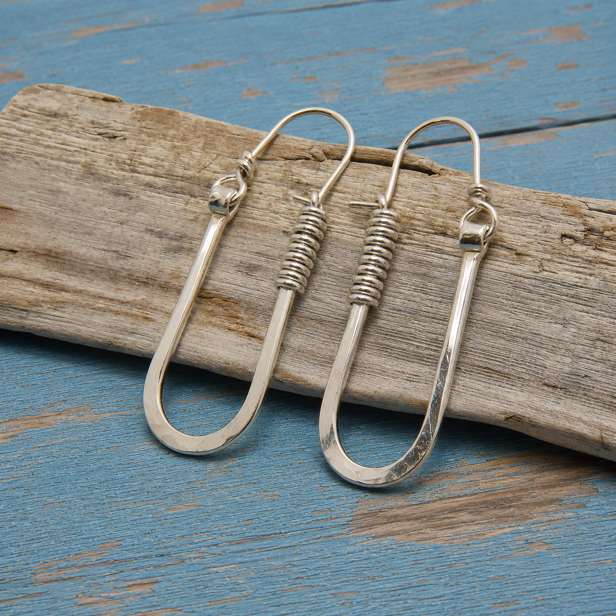 Handmade Hammered Sterling Silver Drop Earrings