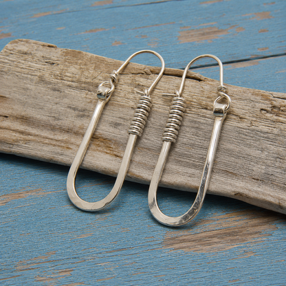 Handmade Hammered Sterling Silver Drop Earrings