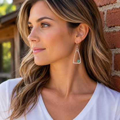 Handmade Hammered Sterling Silver Turquoise Earrings