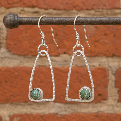 Handmade Hammered Sterling Silver Turquoise Earrings