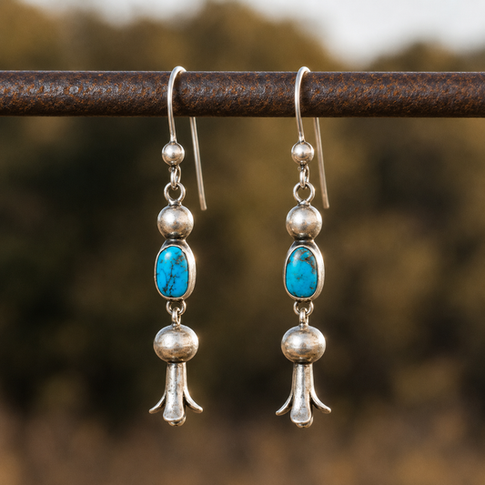 Handmade Sterling Silver Navajo Turquoise Dangle Earrings