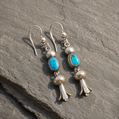Handmade Sterling Silver Navajo Turquoise Dangle Earrings