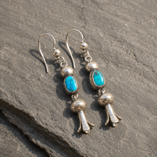 Handmade Sterling Silver Navajo Turquoise Dangle Earrings