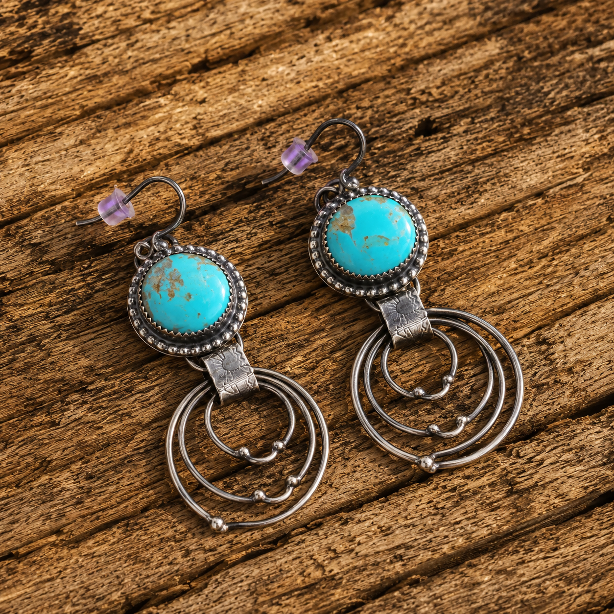 Handmade Oxidized Sterling Silver Royston Turquoise Statement Earrings