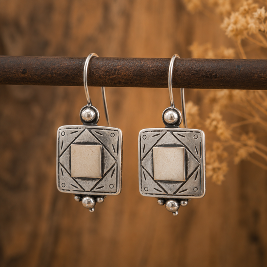 Handcrafted Sterling Silver & Brass Geometric Drop Earrings