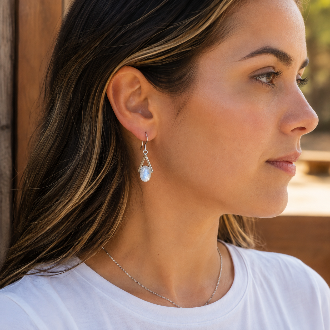 Handmade Sterling Silver & Natural Moonstone Drop Earrings