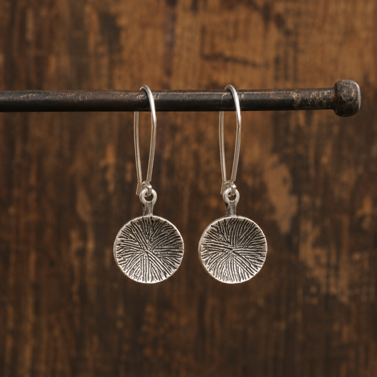 Handcrafted Sterling Silver Engraved Disc Earrings