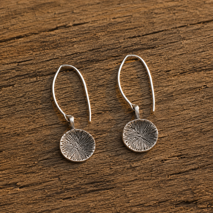 Handcrafted Sterling Silver Engraved Disc Earrings