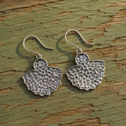 Handcrafted Sterling Silver Fan Earrings – Hammered Artisan Statement Earrings