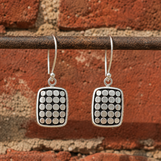 Handcrafted Sterling Silver Textured Drop Earrings