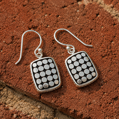 Handcrafted Sterling Silver Textured Drop Earrings
