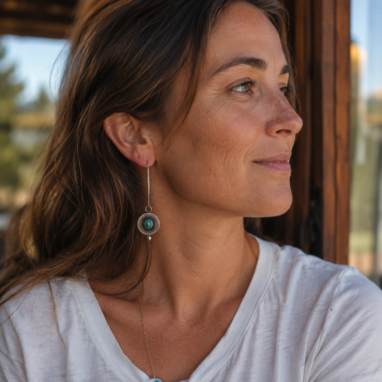 Handmade Sterling Silver & Natural Turquoise Vintage Drop Earrings – Artisan Boho Statement Earrings