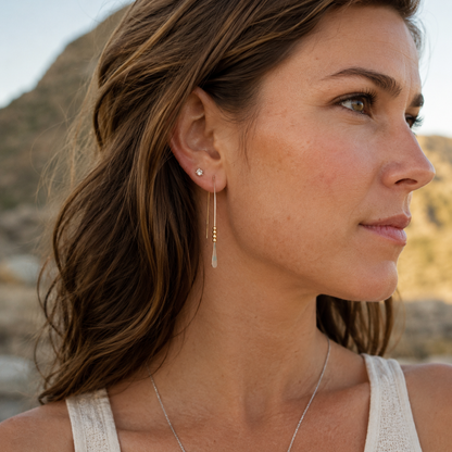 Handmade Sterling Silver & 14K Gold Bead Threader Earrings