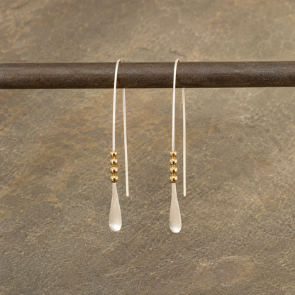 Handmade Sterling Silver & 14K Gold Bead Threader Earrings